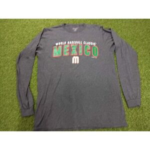 Legends Mexico National World Baseball Classic Team Shirt Men Medium Gray Cotton
